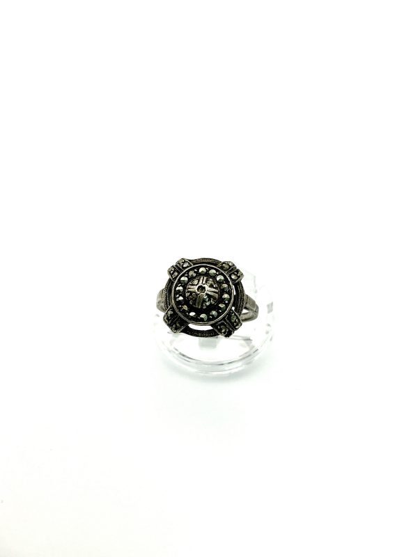 Vintage Sterling Silver & Marcasite Art Deco Ring – Size O – 5.5g – Timeless Elegance  yt - Image 3