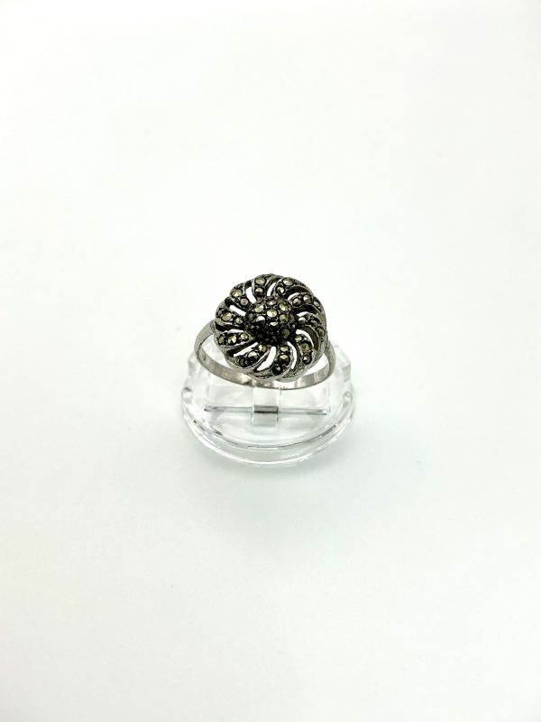Art Deco Sterling Silver & Marcasite Ring – Size O – 2.7g – Vintage Inspired Elegance