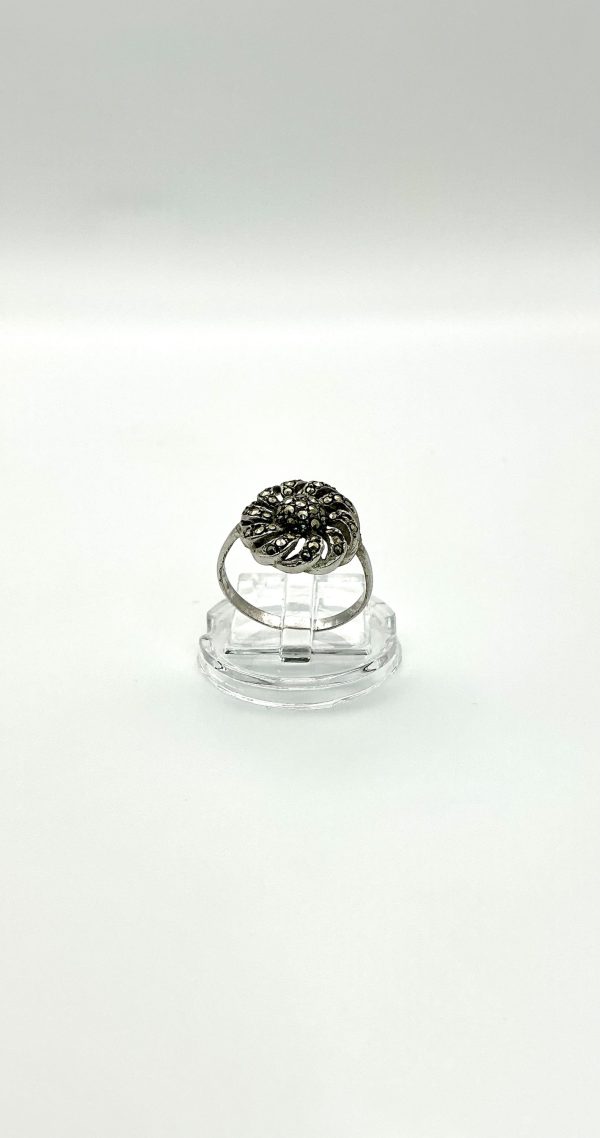 Art Deco Sterling Silver & Marcasite Ring – Size O – 2.7g – Vintage Inspired Elegance - Image 2