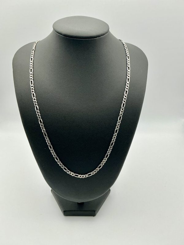 Elegant 925 Sterling Silver 24” Figaro Chain Necklace – 10g