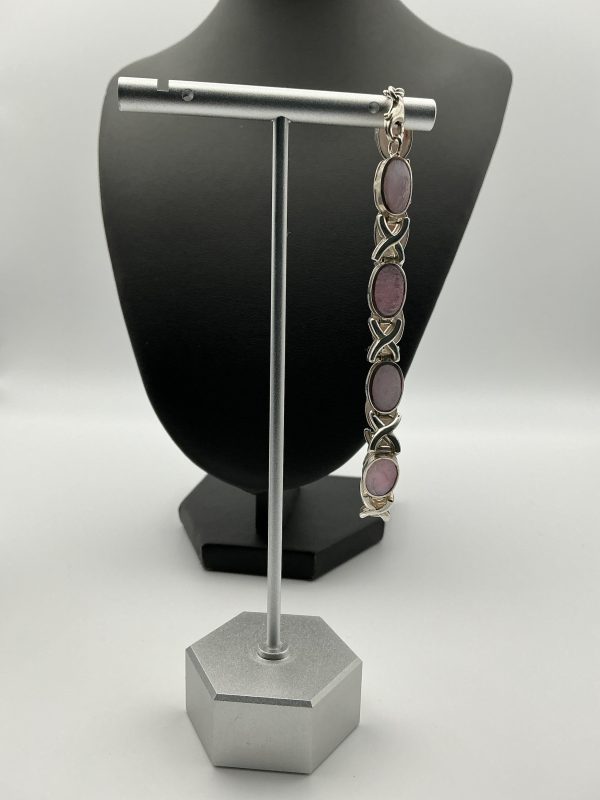 Sterling Silver 925 Pink Moonstone Bracelet – 7” – 11.5g - Image 4