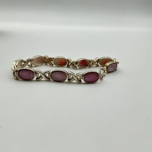 Sterling Silver 925 Pink Moonstone Bracelet – 7” – 11.5g