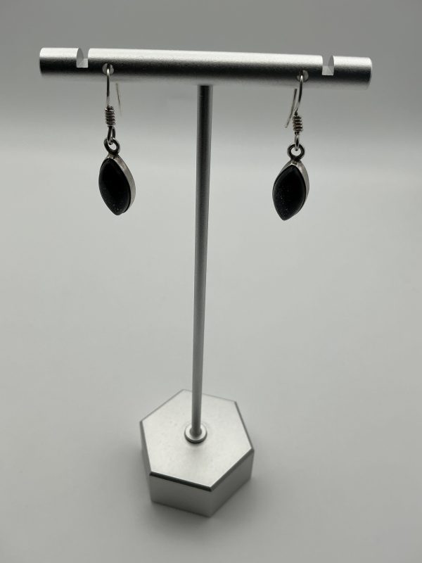 Sterling Silver Drop Earrings with Marquise Blue Goldstone – Sparkling Deep Blue - Image 4
