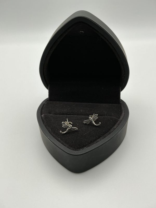 Sterling Silver Dragonfly Stud Earrings – Nature-Inspired Minimalist Design - Image 2