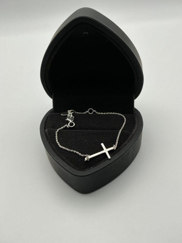 Sterling Silver 925 Cross Bracelet – 7.5” Extendable – 1.6g - Image 3
