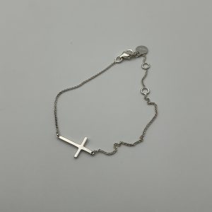 Sterling Silver 925 Cross Bracelet – 7.5” Extendable – 1.6g