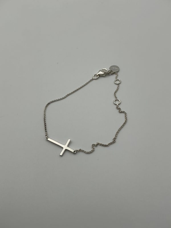 Sterling Silver 925 Cross Bracelet – 7.5” Extendable – 1.6g