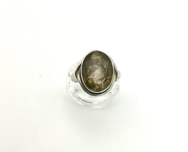 Solid Sterling Silver Ring with Smoky Quartz - Image 4