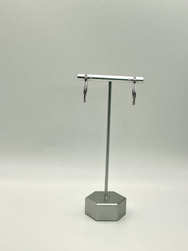 Sterling Silver Hoop Earrings with Colourless Nephrite Inlay – Modern Jade Elegance - Image 5
