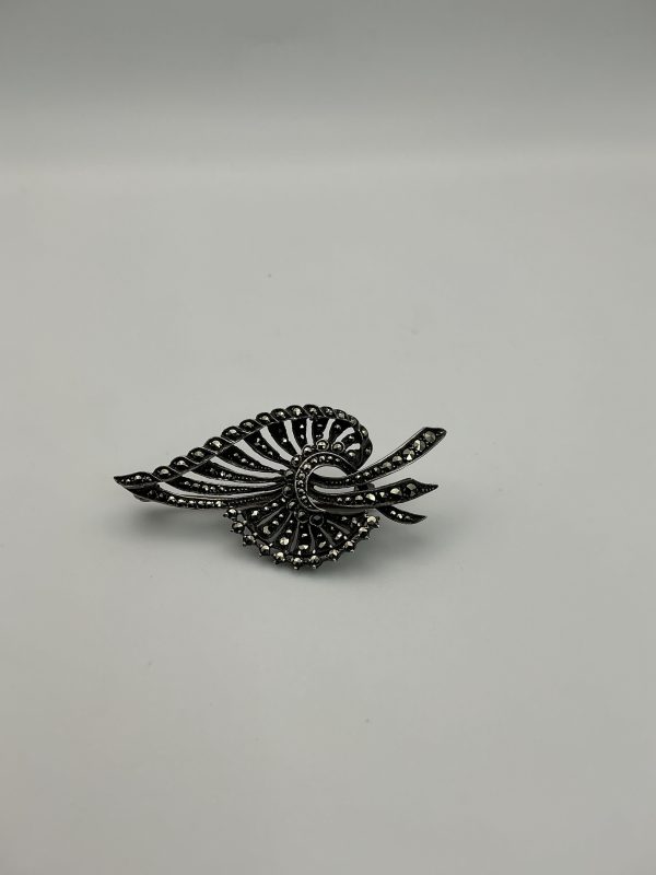 Vintage Art Deco Sterling Silver Marcasite Brooch