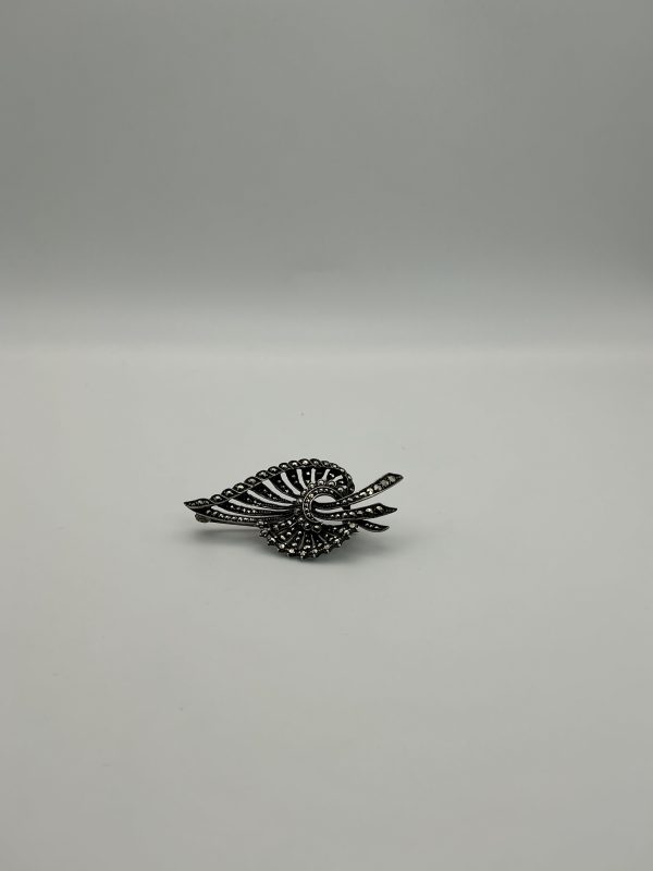 Vintage Art Deco Sterling Silver Marcasite Brooch - Image 4