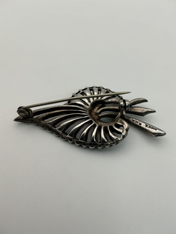 Vintage Art Deco Sterling Silver Marcasite Brooch - Image 3