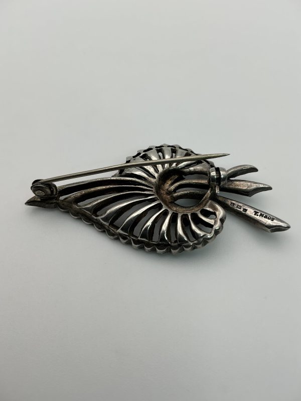 Vintage Art Deco Sterling Silver Marcasite Brooch - Image 2