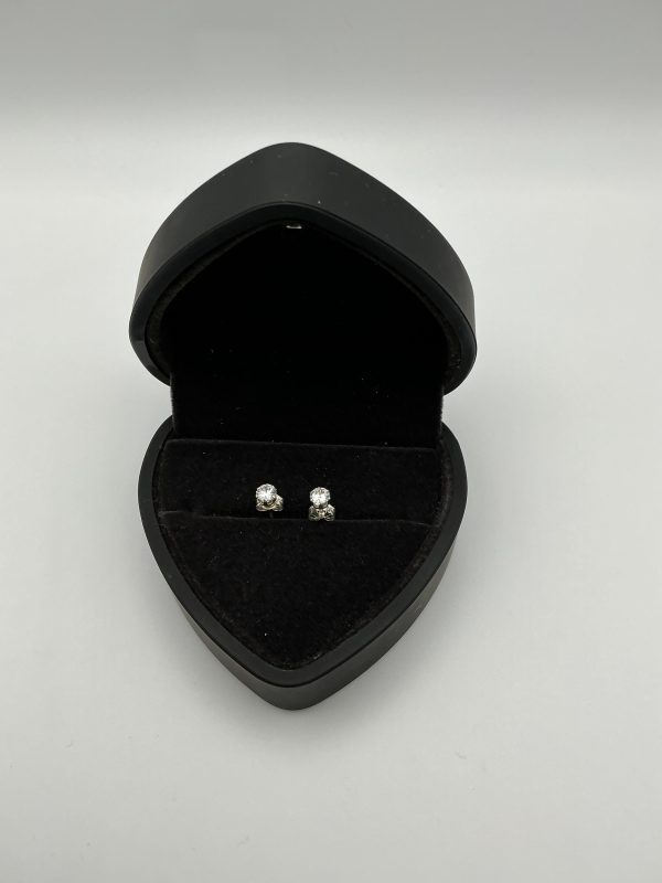 Small 925 Silver Stud Earrings with CZ Stones - Image 3