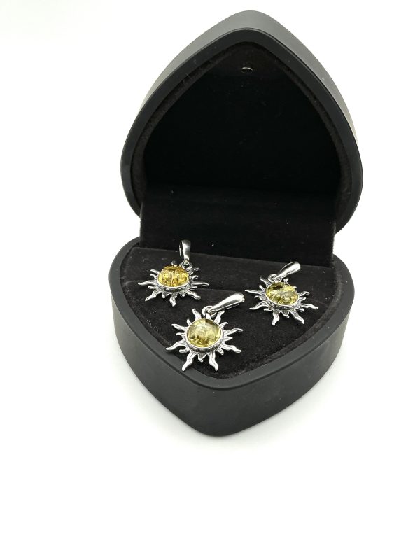 Sterling Silver Sun Pendant with Honey Baltic Amber - Image 3