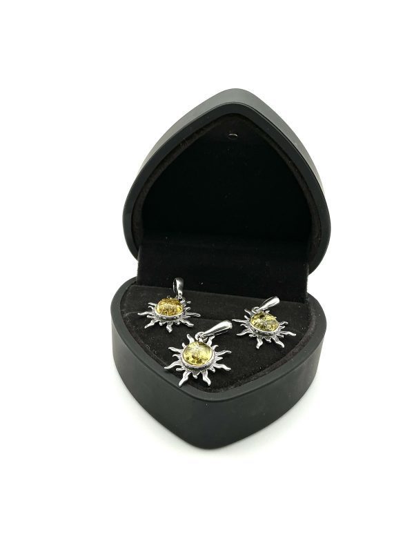 Sterling Silver Sun Pendant with Honey Baltic Amber