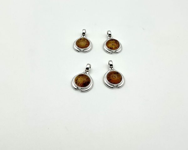 Sterling Silver Horseshoe Pendant with Cognac Baltic Amber - Image 3