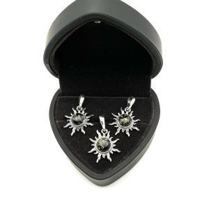 Sterling Silver Sun Pendant with Green Baltic Amber