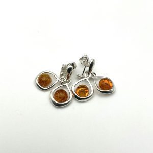 Sterling Silver Drop Earrings with Baltic Amber