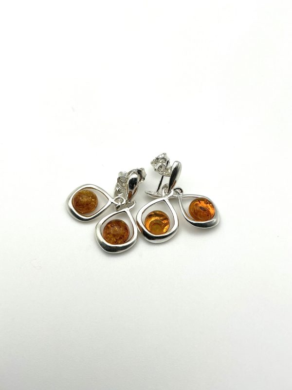 Sterling Silver Drop Earrings with Baltic Amber