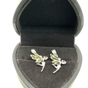 Sterling Silver Green Amber Fairy Pendant