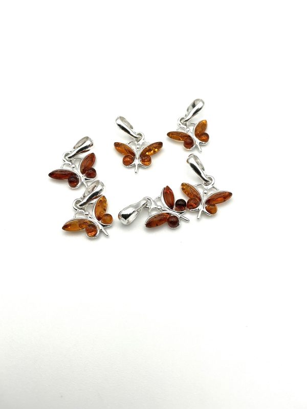 Sterling Silver Amber Butterfly Pendant - Image 3