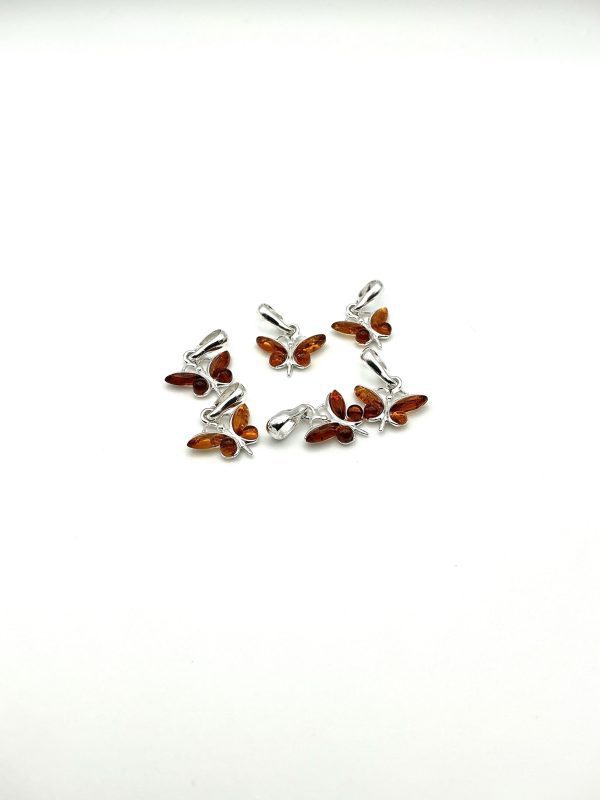 Sterling Silver Amber Butterfly Pendant - Image 4