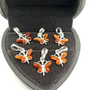 Sterling Silver Amber Butterfly Pendant
