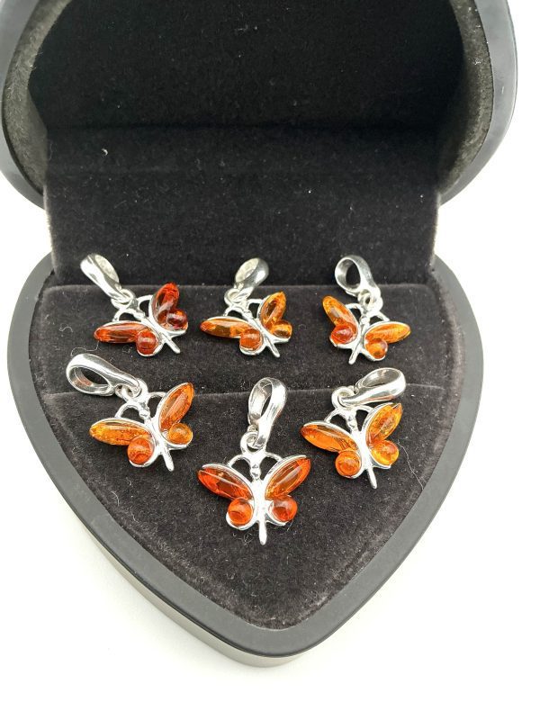 Sterling Silver Amber Butterfly Pendant