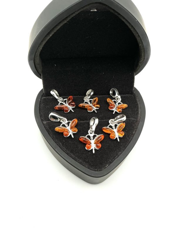 Sterling Silver Amber Butterfly Pendant - Image 2