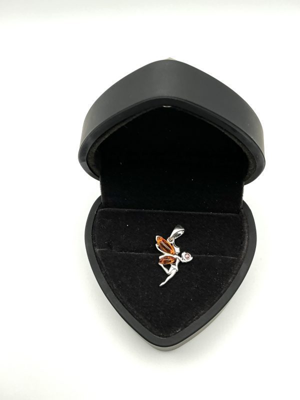 Sterling Silver Amber Fairy Pendant