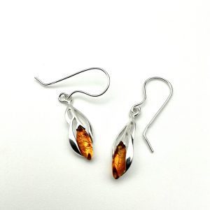Sterling Silver Amber Twist Drop Earrings