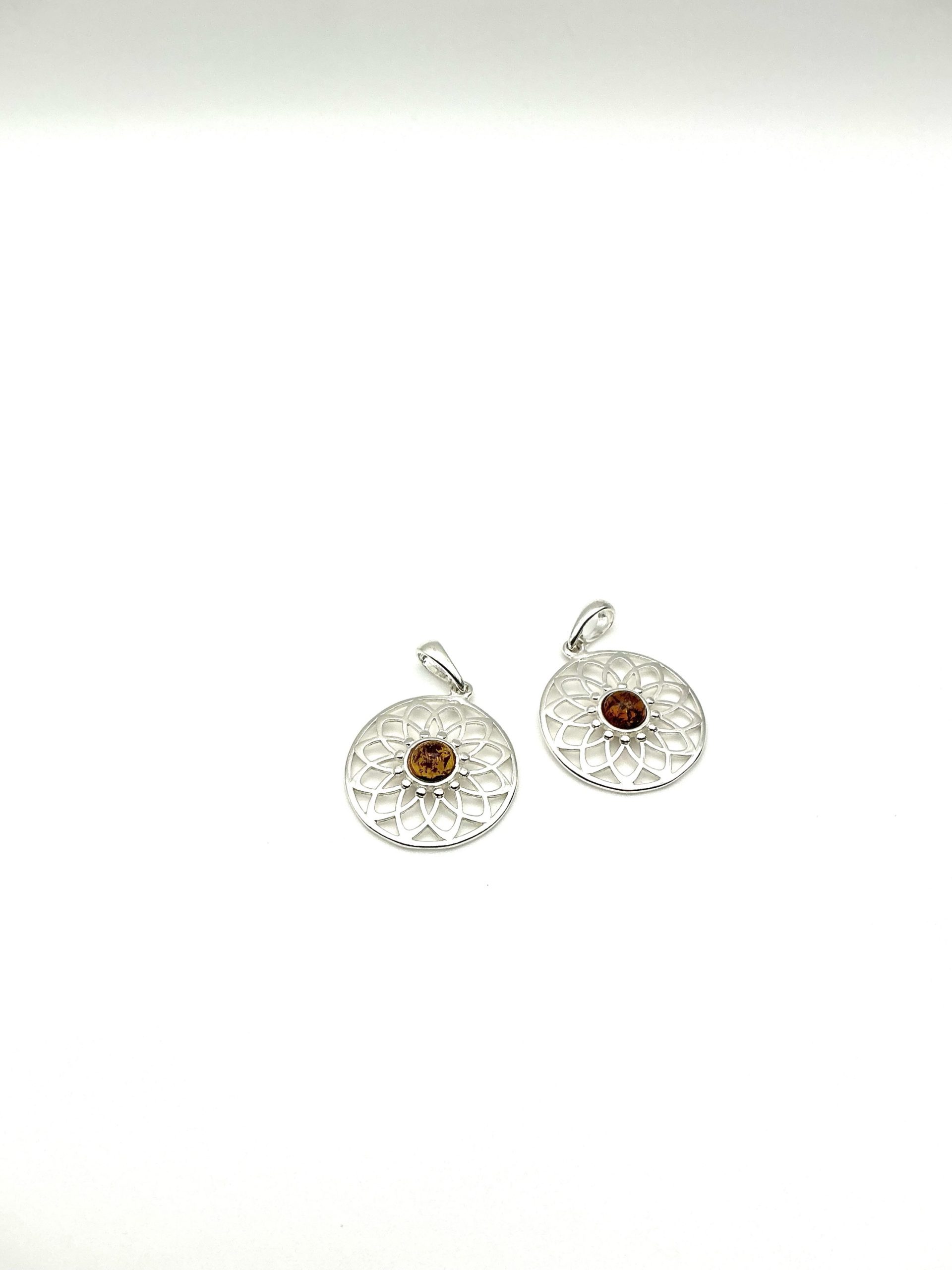 Product Sterling Silver Baltic Amber Pendant – Floral Mandala Design in 925 Silver - Image 4