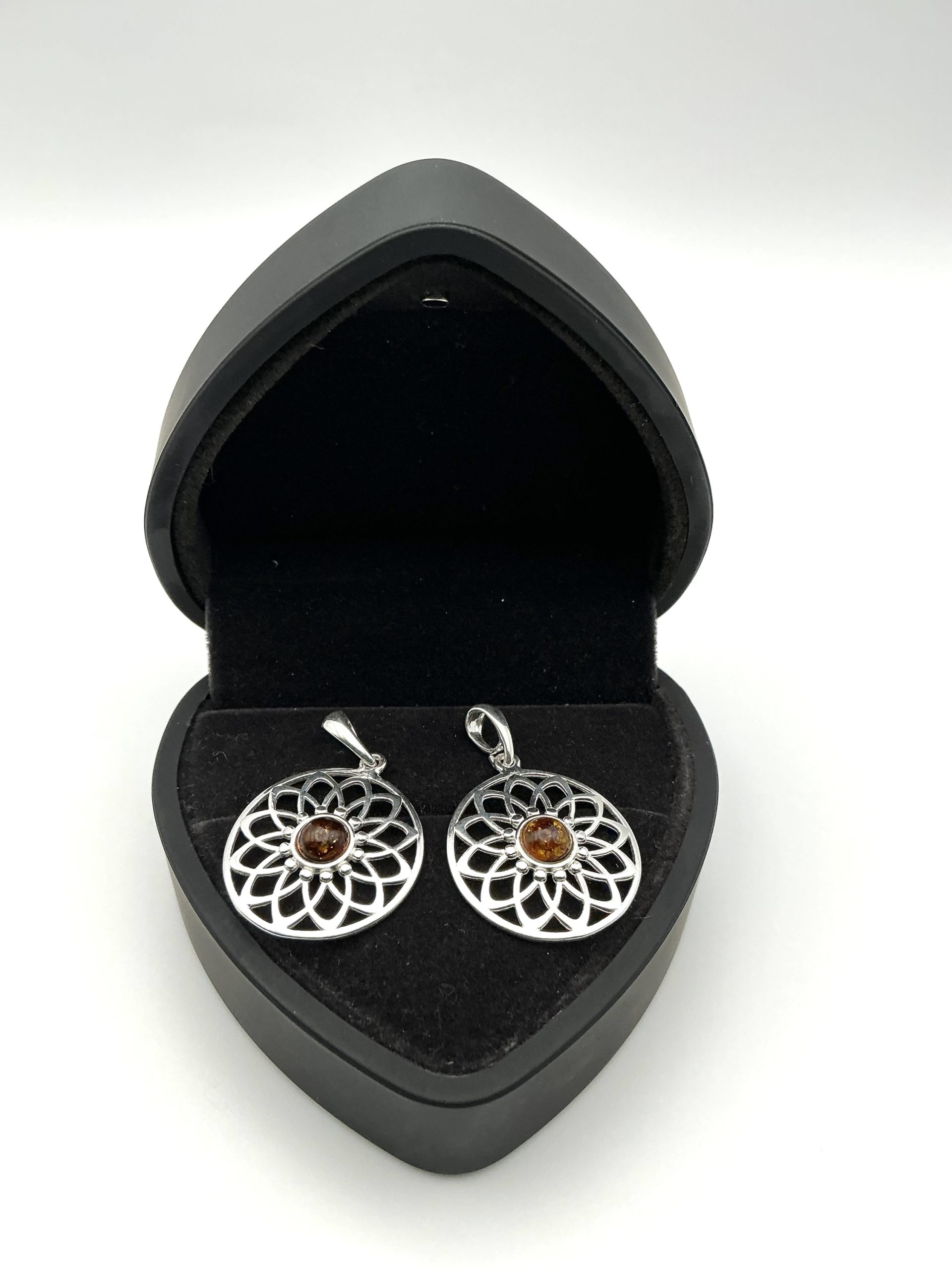 Product Sterling Silver Baltic Amber Pendant – Floral Mandala Design in 925 Silver - Image 5