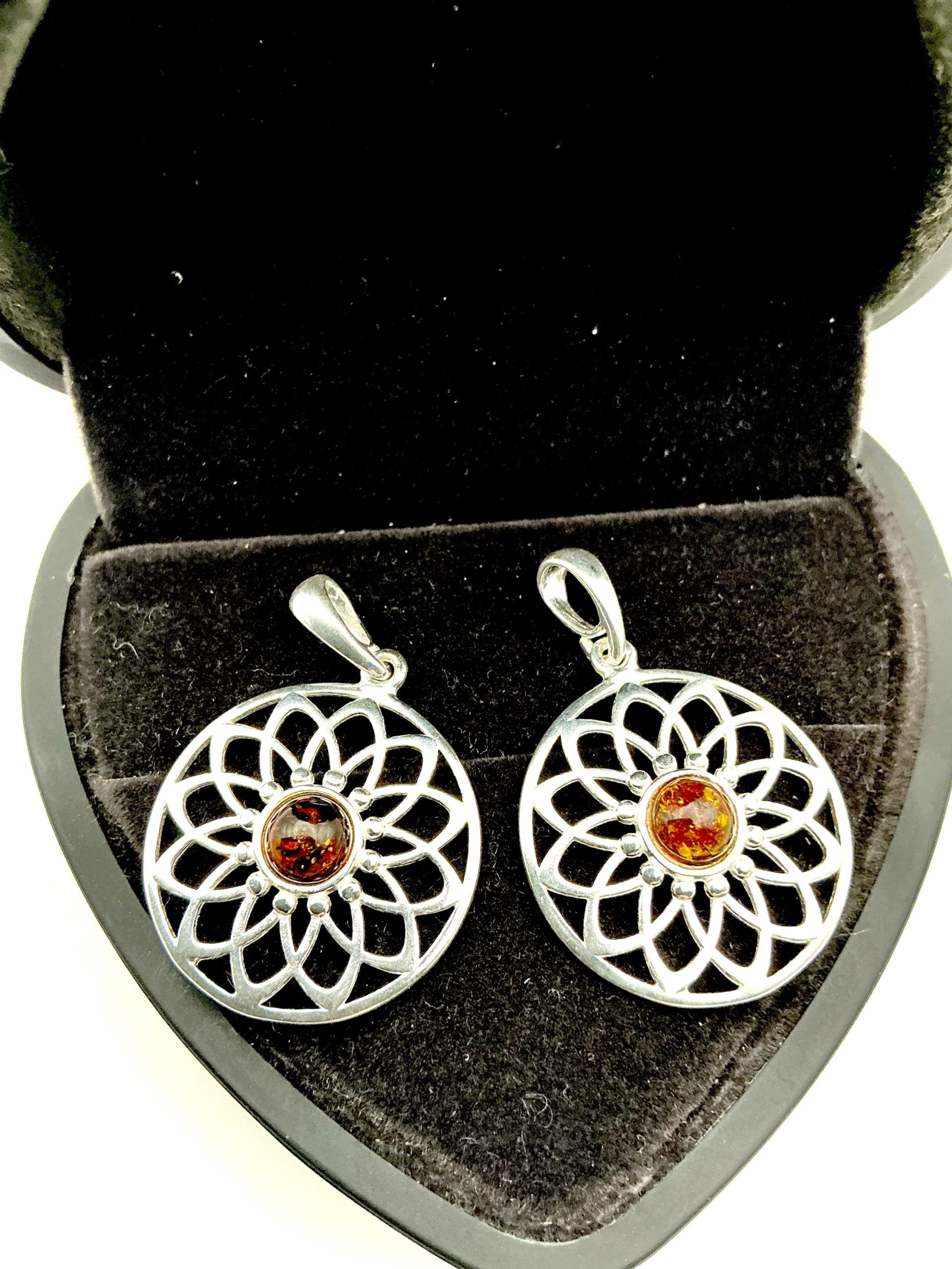Product Sterling Silver Baltic Amber Pendant – Floral Mandala Design in 925 Silver - Image 6