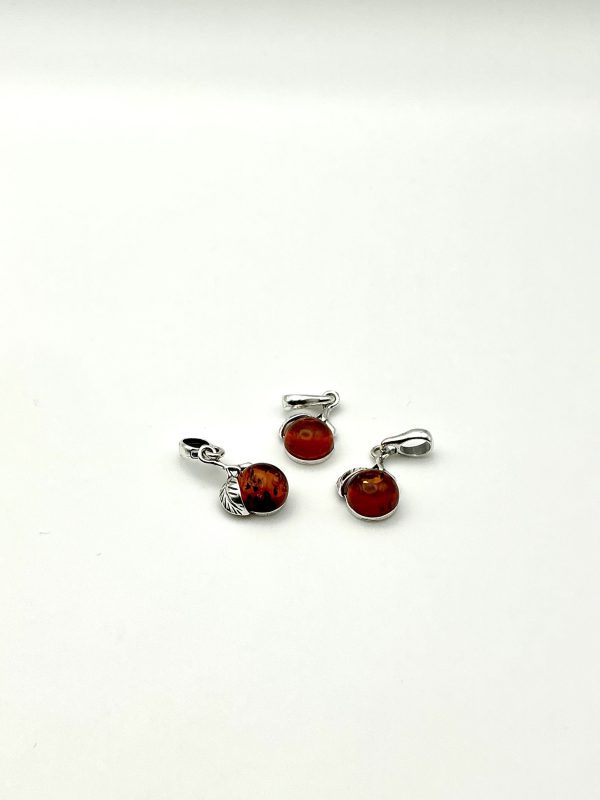 Sterling Silver Leaf Pendant with Deep Cognac Baltic Amber - Image 4