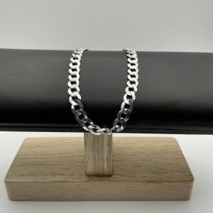 Sterling Silver Flat Curb Chain Bracelet – 8.5" Polished Finish