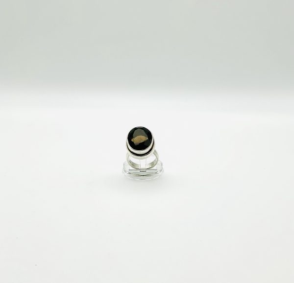 Modernist Sterling Silver Ring with Faceted Smoky Quartz - Image 2