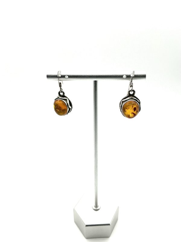 Sterling Silver Baltic Amber Drop Earrings - Image 3
