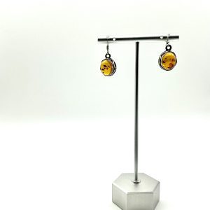 Sterling Silver Baltic Amber Drop Earrings