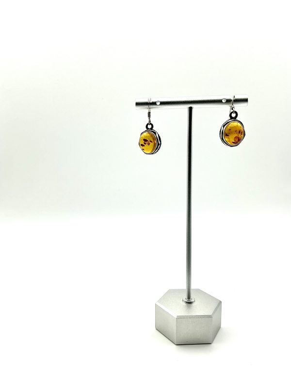 Sterling Silver Baltic Amber Drop Earrings