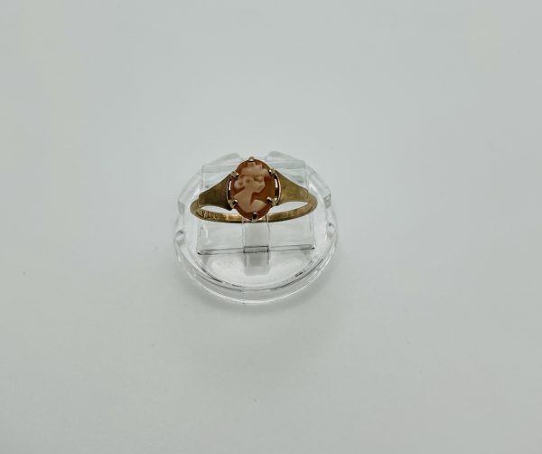 Vintage 9ct Gold Cameo Ring – UK Size N – Antique Hand-Carved Shell Portrait - Image 3