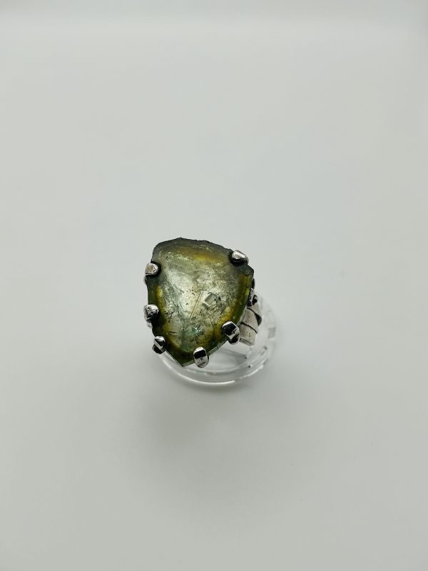 Raw Emerald Sterling Silver Ring – Shield-Cut Statement Piece