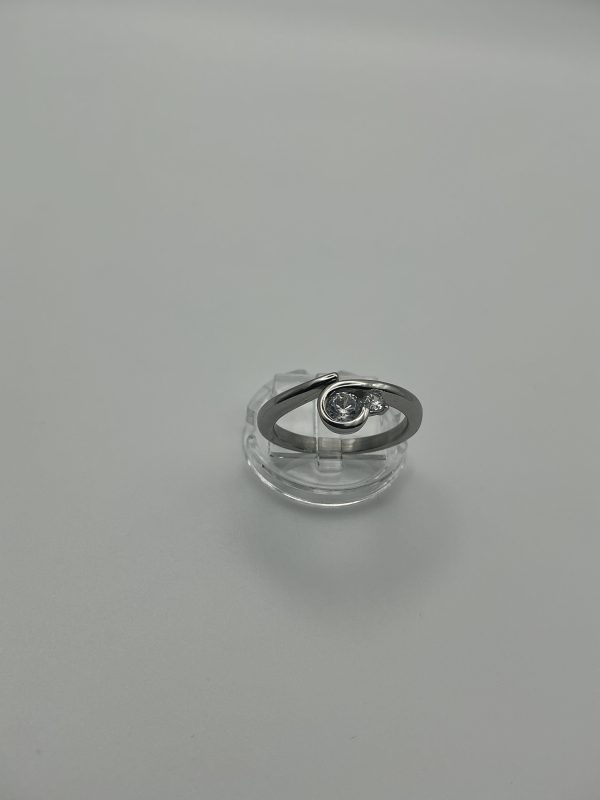 Modern Stainless Steel Ring with Diamond Quality Cubic Zirconia