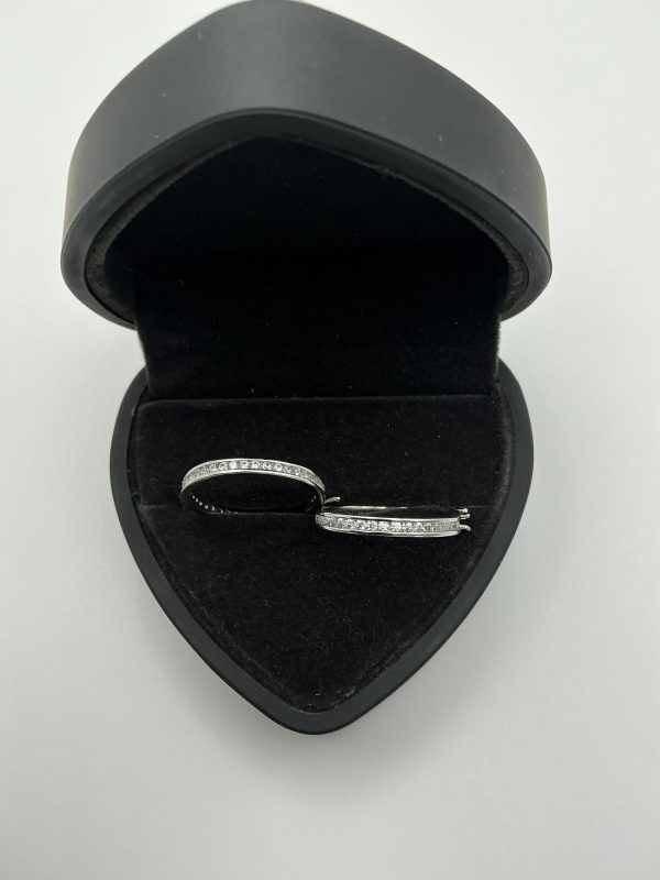 Sterling Silver Hoop Earrings with Colourless Nephrite Inlay – Modern Jade Elegance - Image 2