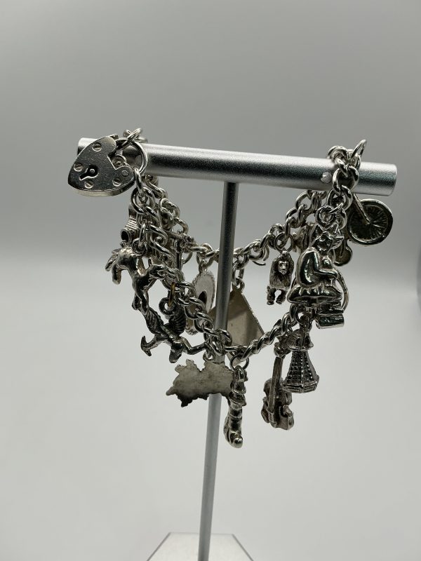 Solid Sterling Silver Charm Bracelet – 45g, Vintage Charms - Image 3