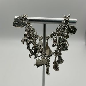 Solid Sterling Silver Charm Bracelet – 45g, Vintage Charms