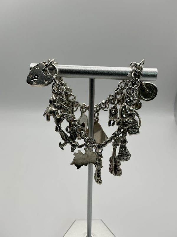 Solid Sterling Silver Charm Bracelet – 45g, Vintage Charms