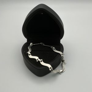 Sterling Silver Wavy Link Bracelet – 9.3g, 7.5”, Modern 925 Design