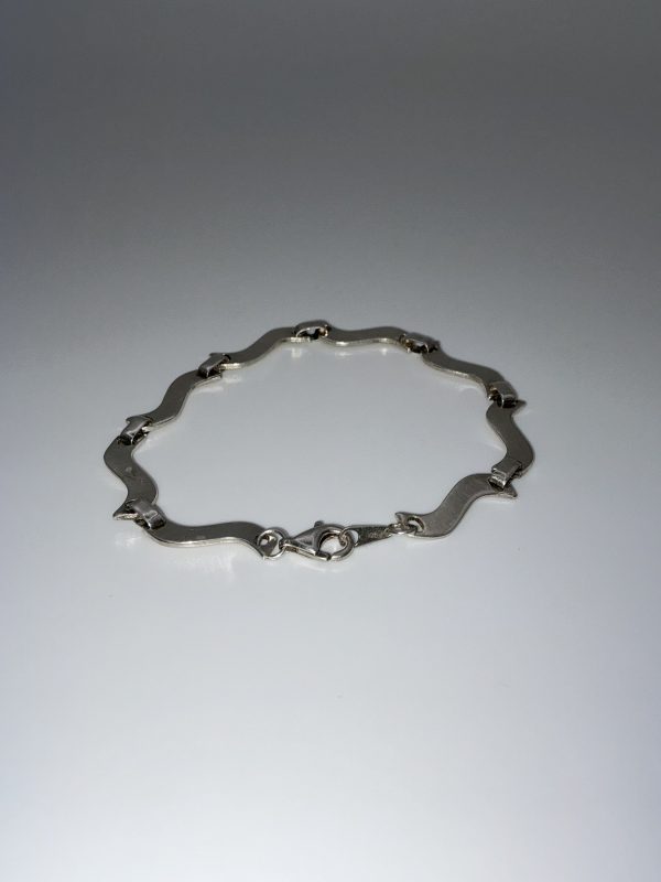 Sterling Silver Wavy Link Bracelet – 9.3g, 7.5”, Modern 925 Design - Image 2